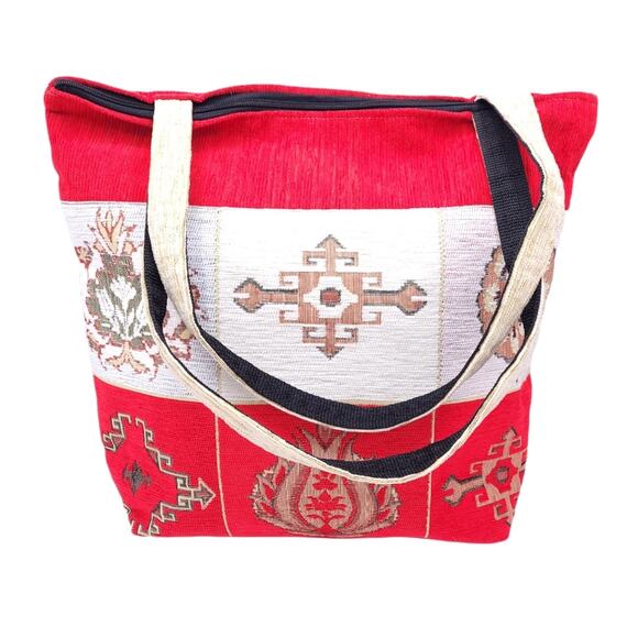 Turkey Tourist Canvas Needlepoint Style Tote - Picture 1 of 12